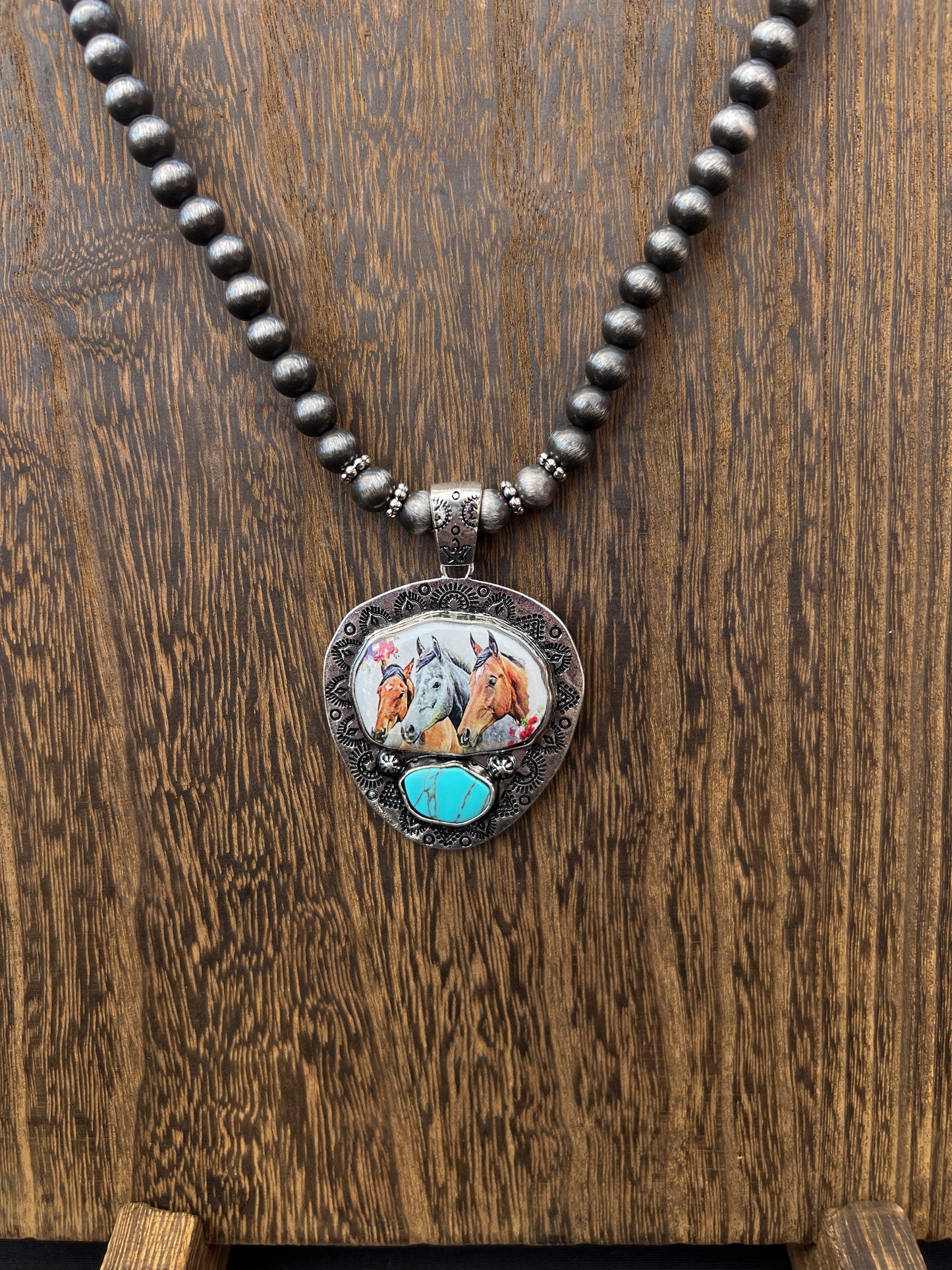 Navajo Pearl Horse Necklace