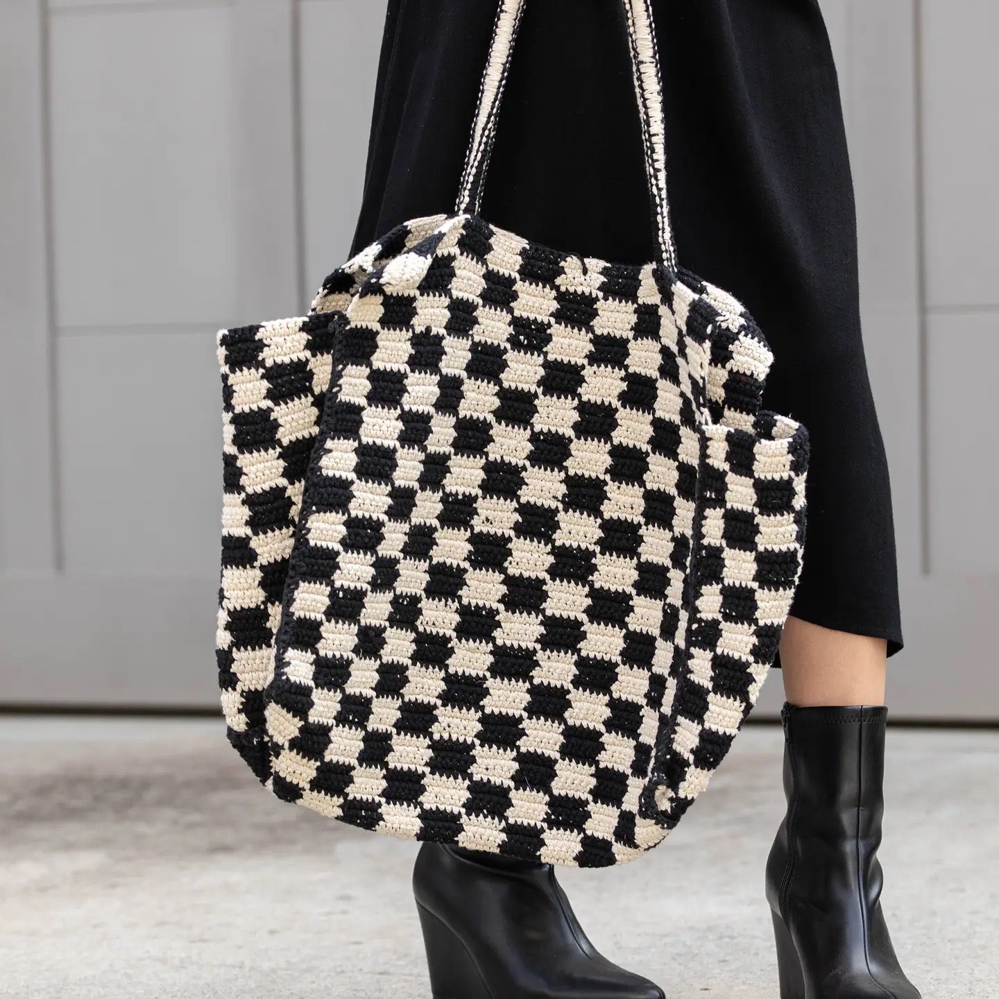 Black Checkered Tote