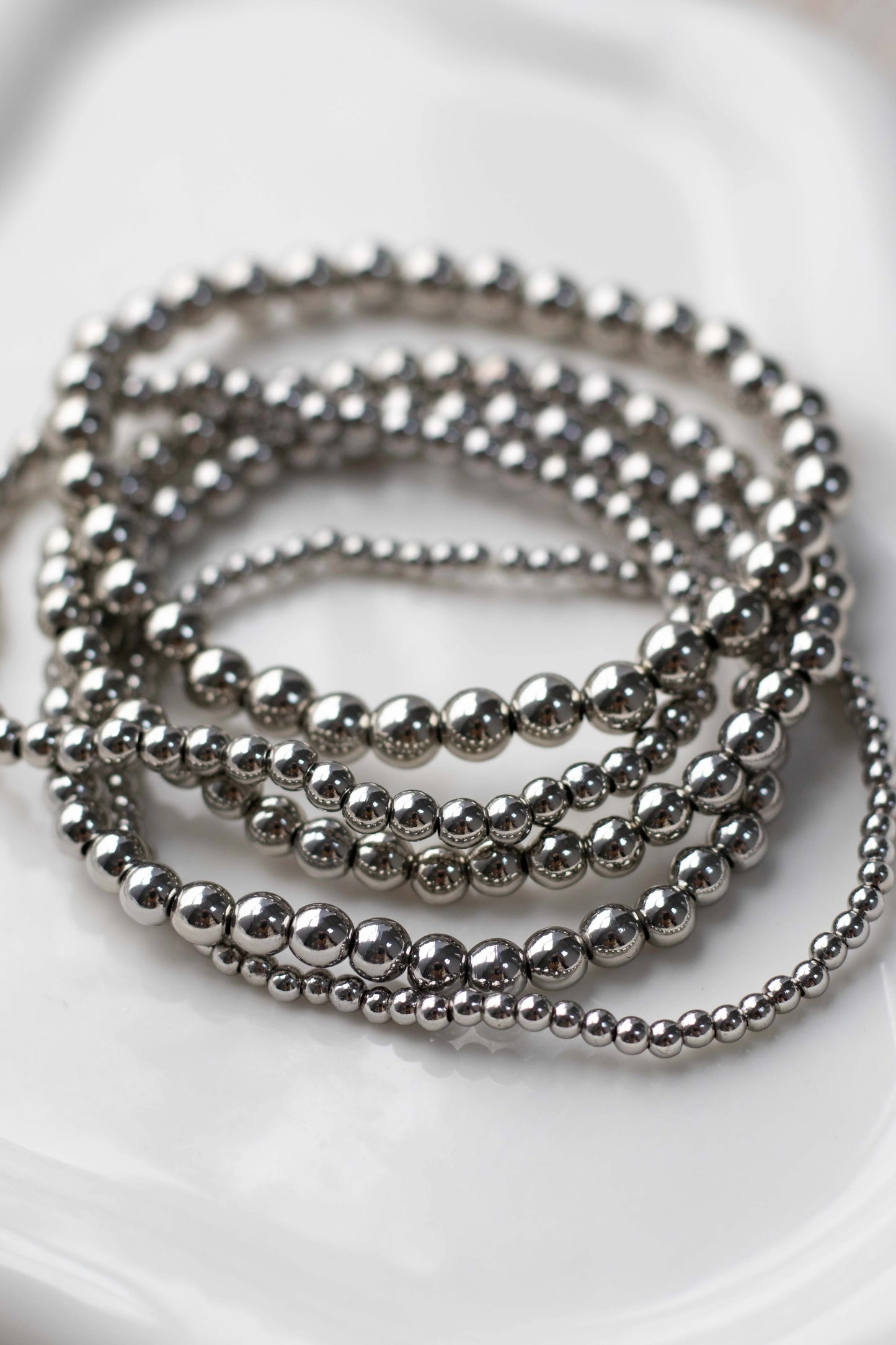 Silver Beaded Bracelet 3mm