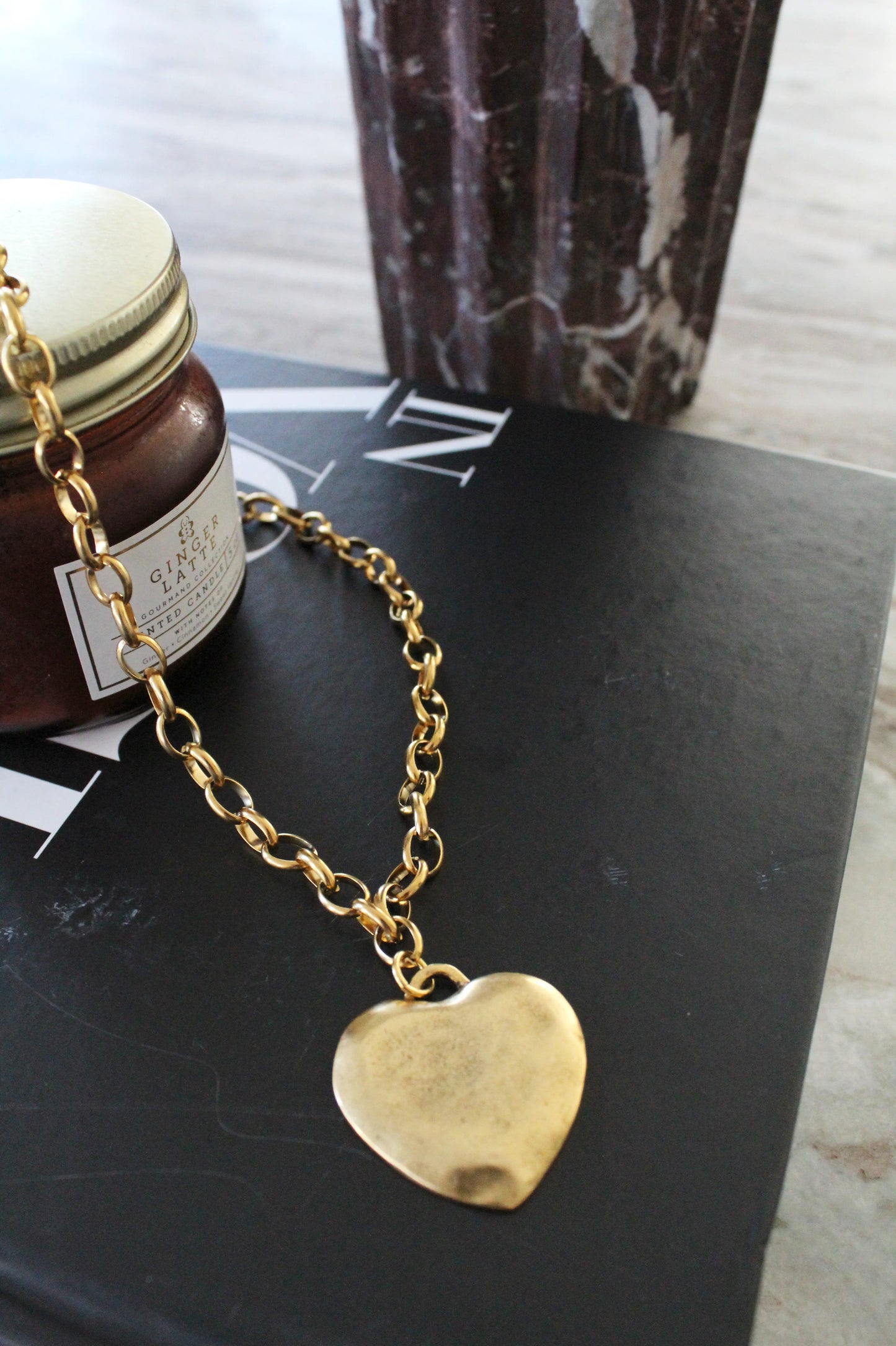 Gold heart Necklace - 18inch