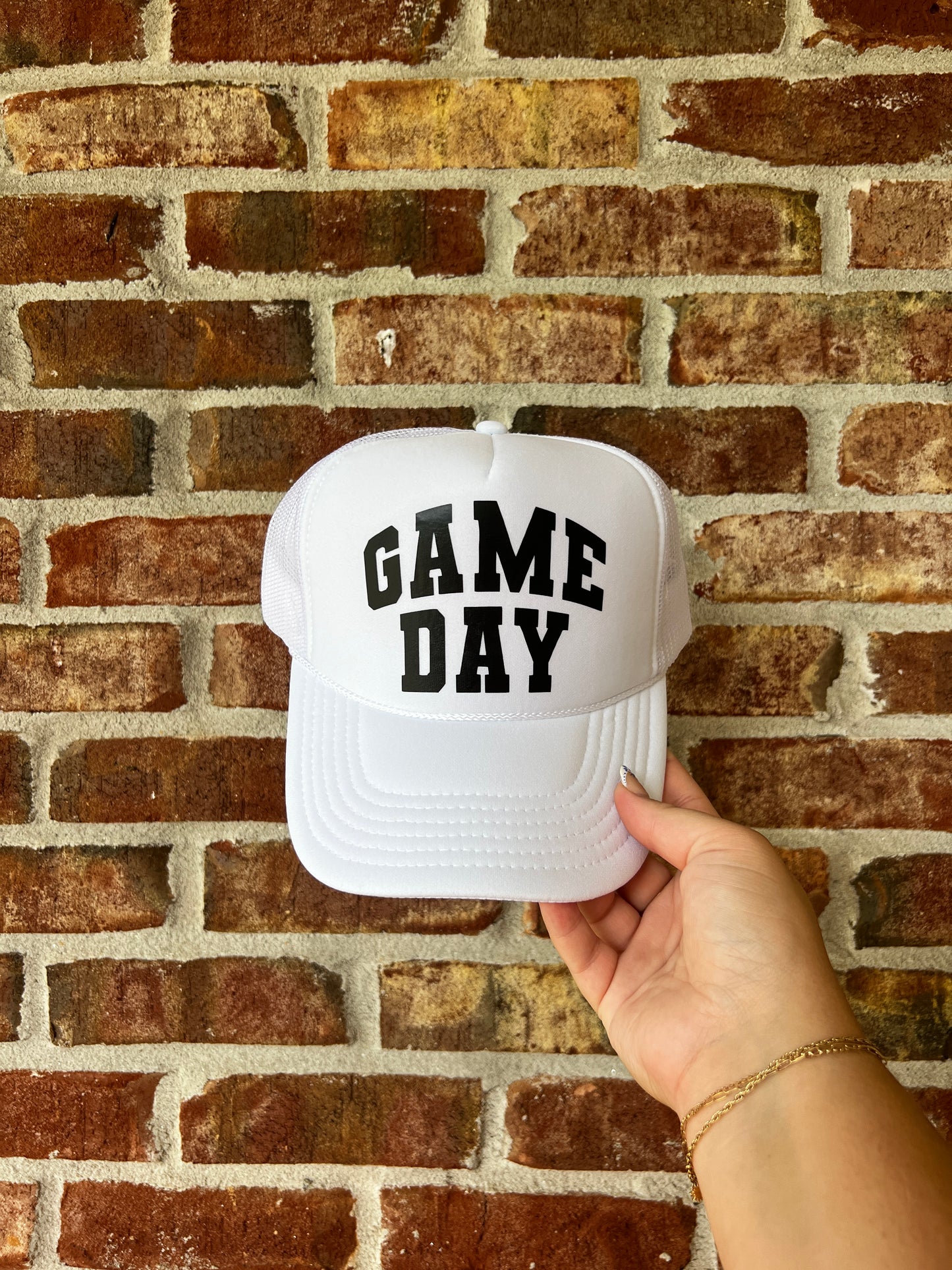 White Game Day Trucker