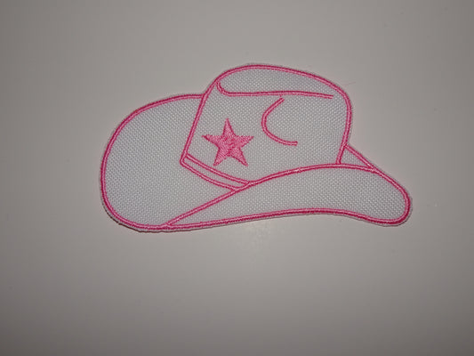 White and Pink Medium Cowboy Hat Patch