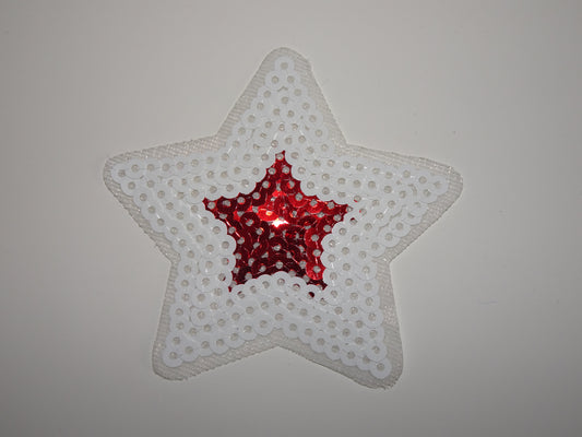 White and Red Medium Star patch