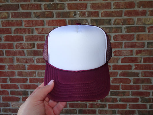 Maroon and White Custom Hat